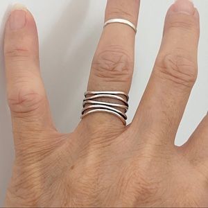 Sterling Silver Statement Wraparound Ring, Boho Rings, Multiple Bands Jewelry